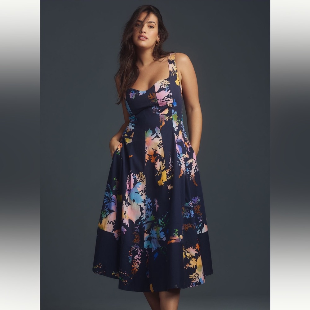 Anthropologie Seamed Sweetheart Midi Dress 3X